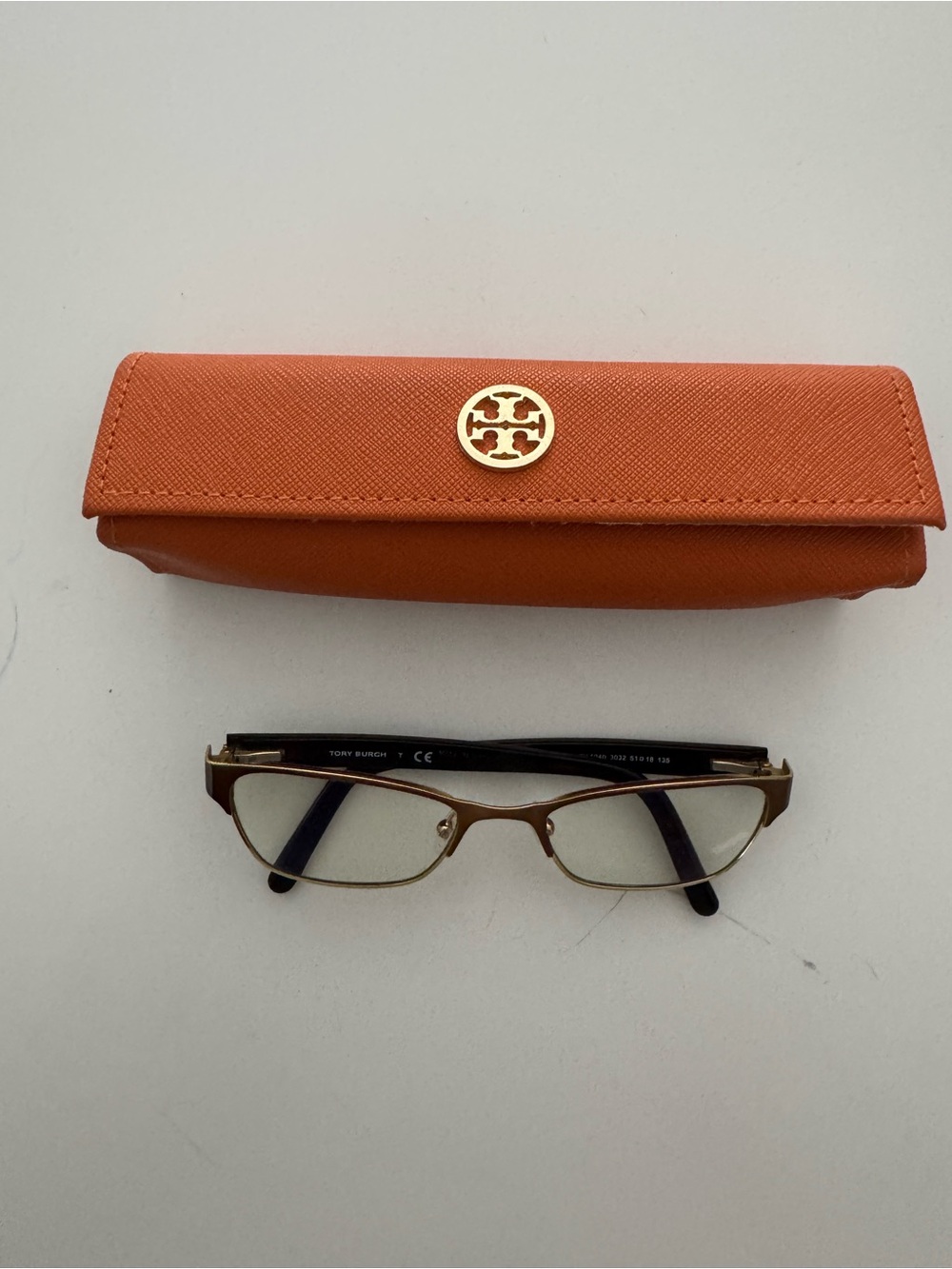 Tory Burch Orange Eyeglass Case with Gold Logo